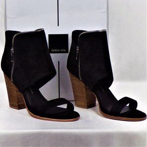 DOLCE VITA size 10 PARK black suede ultra-high-heel open-toe boot sandals